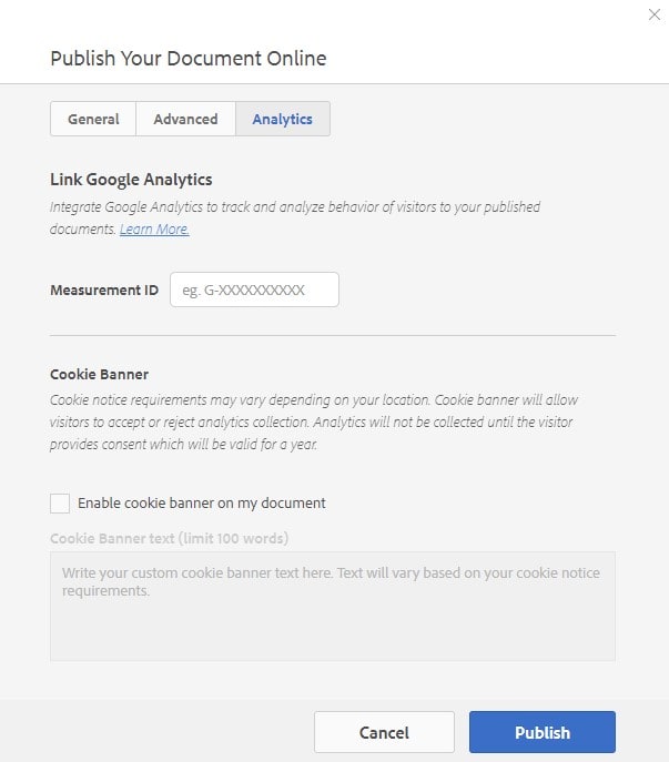 Publish Online with Analytics